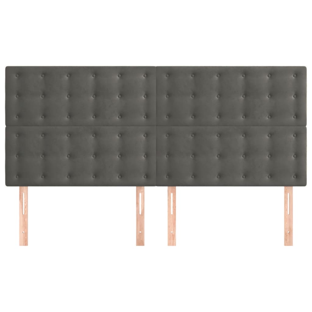 Kopfteil Dunkelgrau 180 x 5 x 118/128 cm Samt