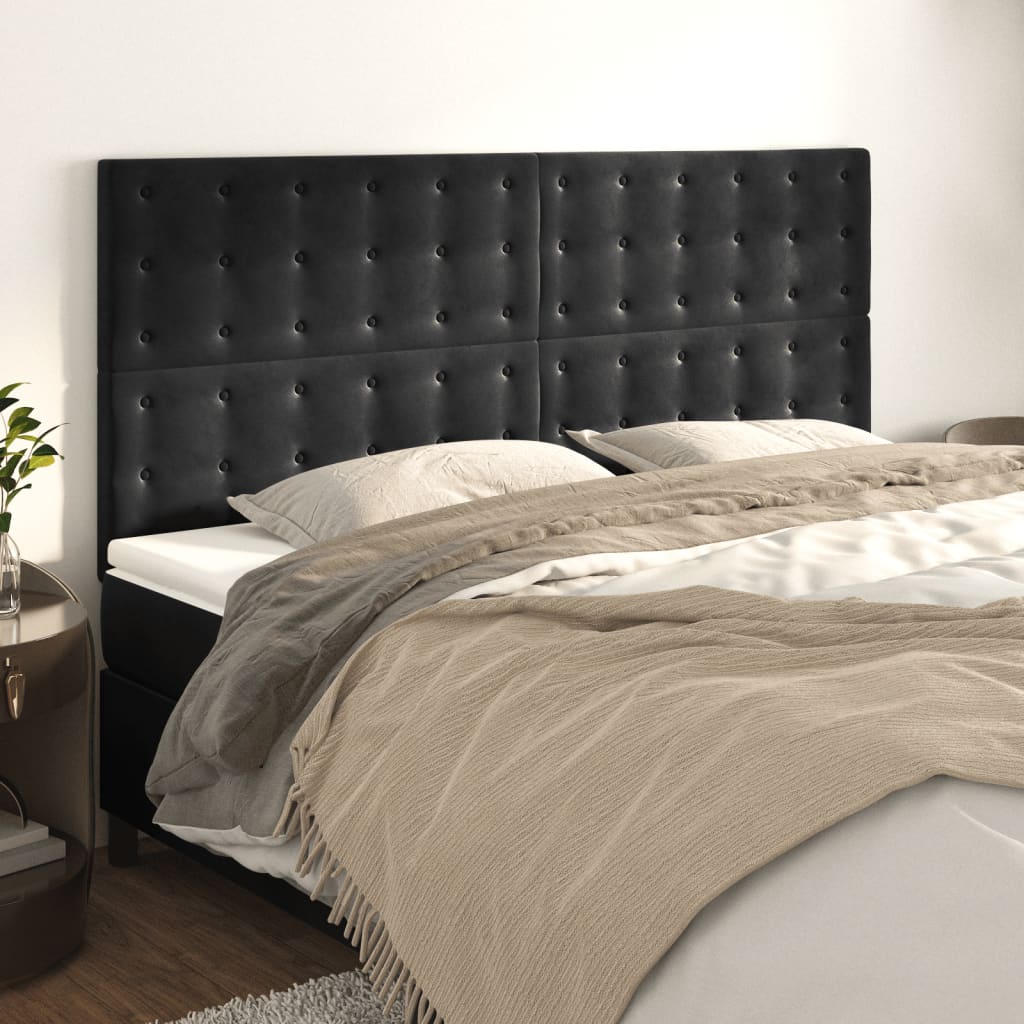 Kopfteil Schwarz 180x5x118/128 cm Samt