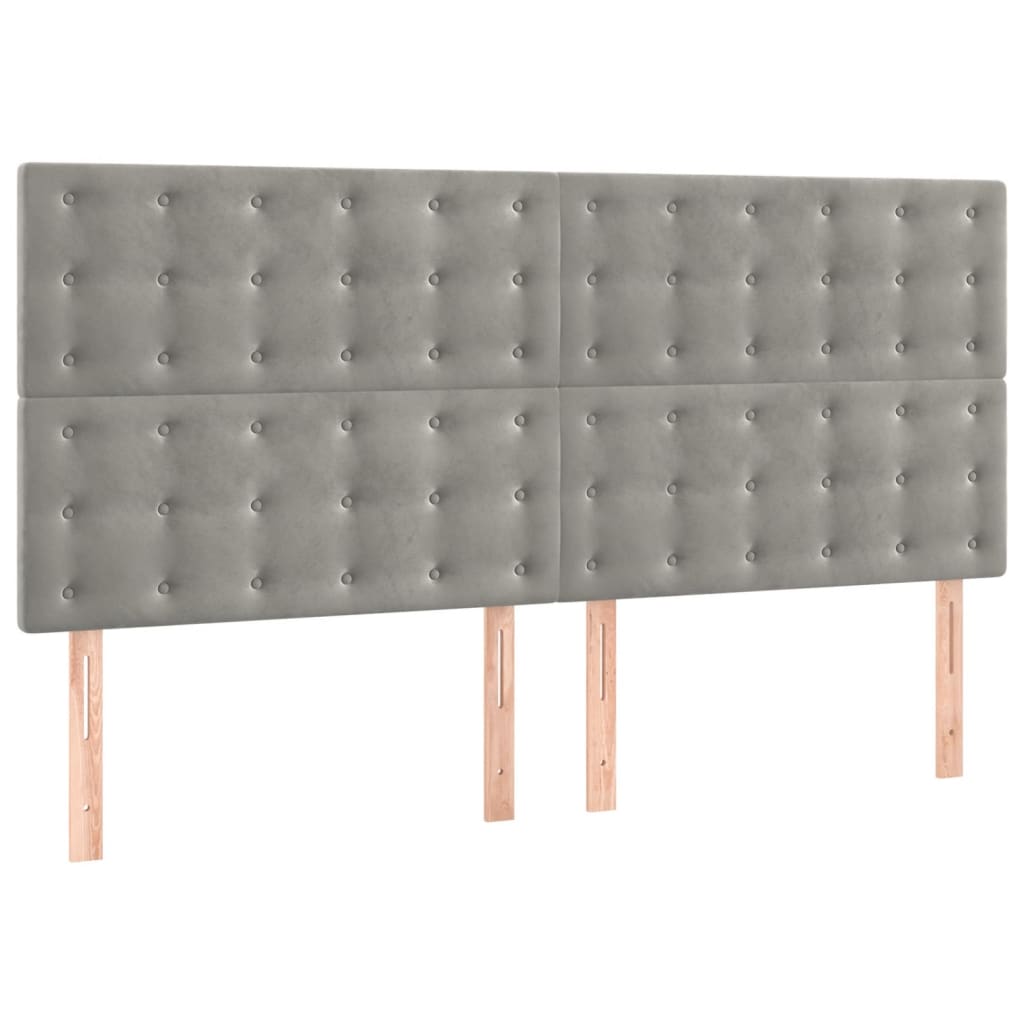 Kopfteil Hellgrau 200 x 5 x 118/128 cm Samt