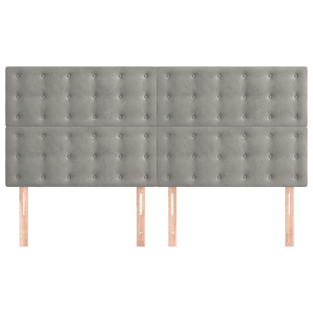 Kopfteil Hellgrau 200 x 5 x 118/128 cm Samt
