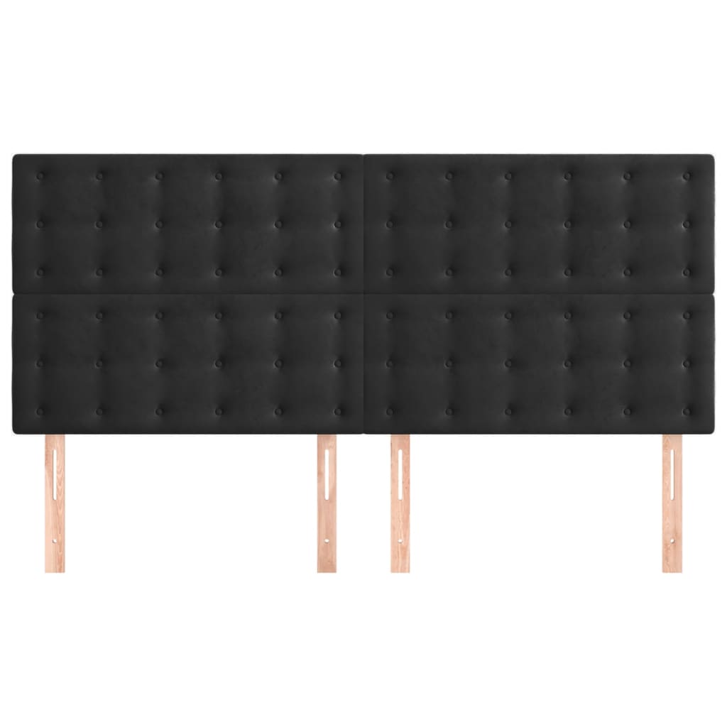 Kopfteil Schwarz 200 x 5 x 118/128 cm Samt