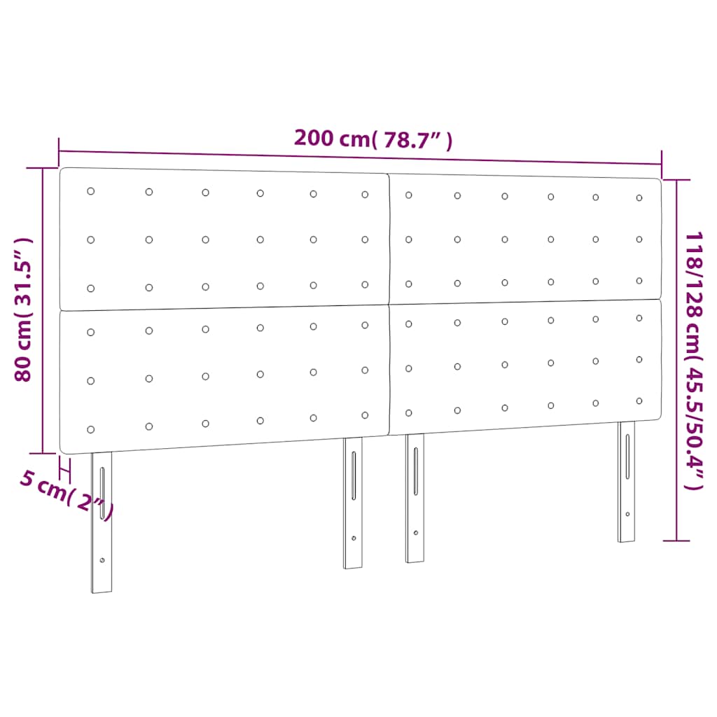 Kopfteil Dunkelgrün 200 x 5 x 118/128 cm Samt