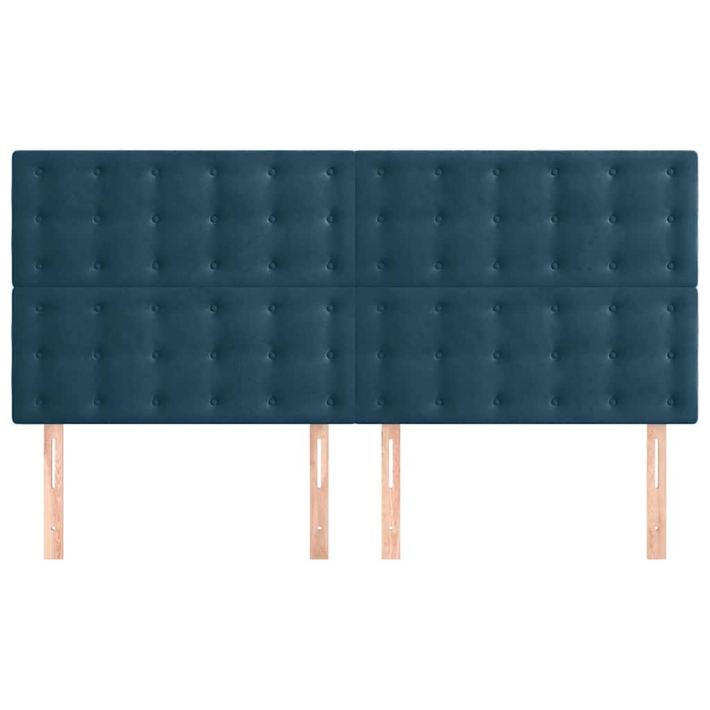 Kopfteil Dunkelblau 200 x 5 x 118/128 cm Samt
