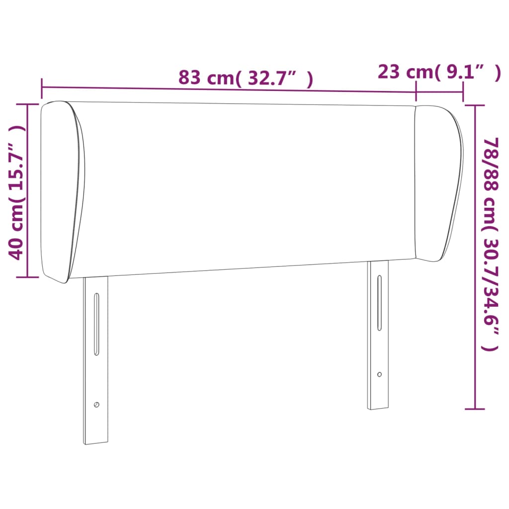 Kopfteil mit Ohren Creme 83x23x78/88 cm Kunstleder
