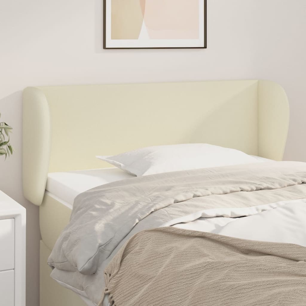 Kopfteil mit Ohren Creme 83x23x78/88 cm Kunstleder