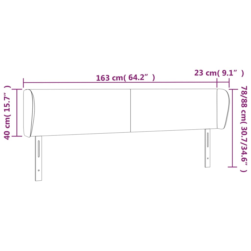 Kopfteil mit Ohren Creme 163x23x78/88 cm Kunstleder