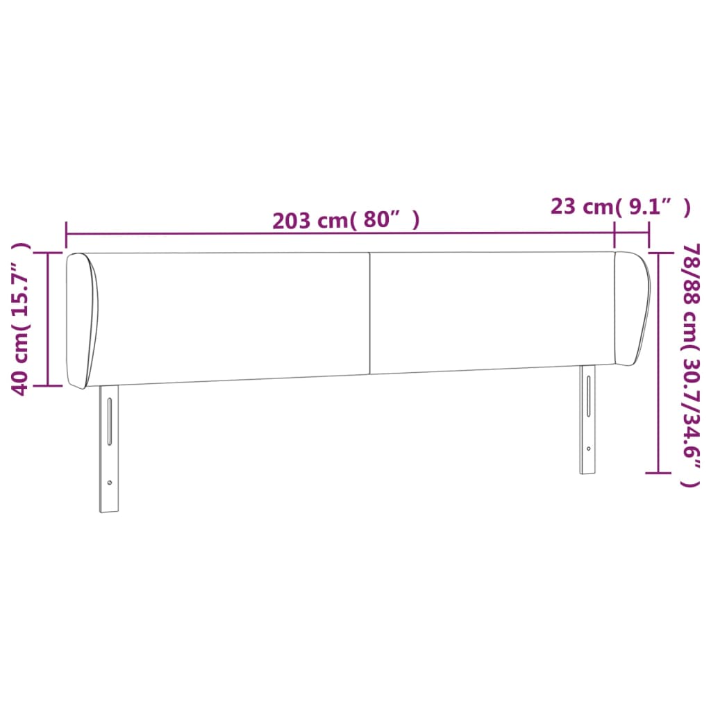 Kopfteil mit Ohren Creme 203x23x78/88 cm Kunstleder