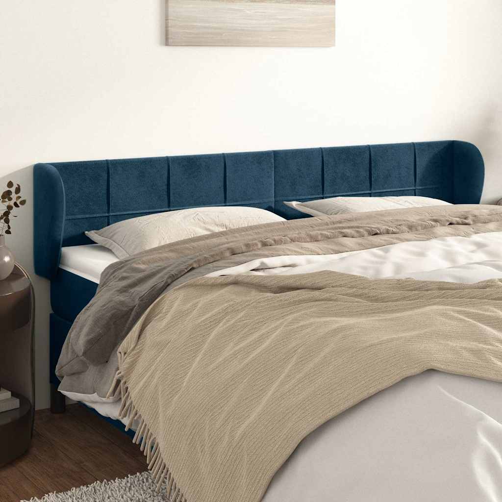 Kopfteil mit Ohren Dunkelblau 183x23x78/88 cm Samt
