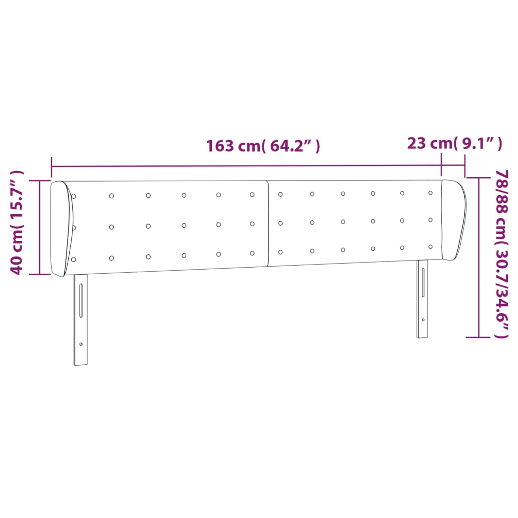 Kopfteil mit Ohren Creme 163x23x78/88 cm Kunstleder