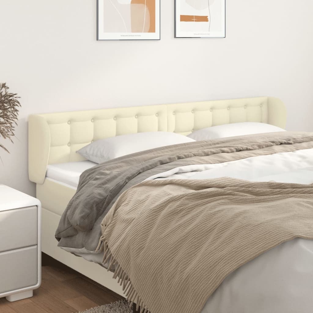 Kopfteil mit Ohren Creme 163x23x78/88 cm Kunstleder