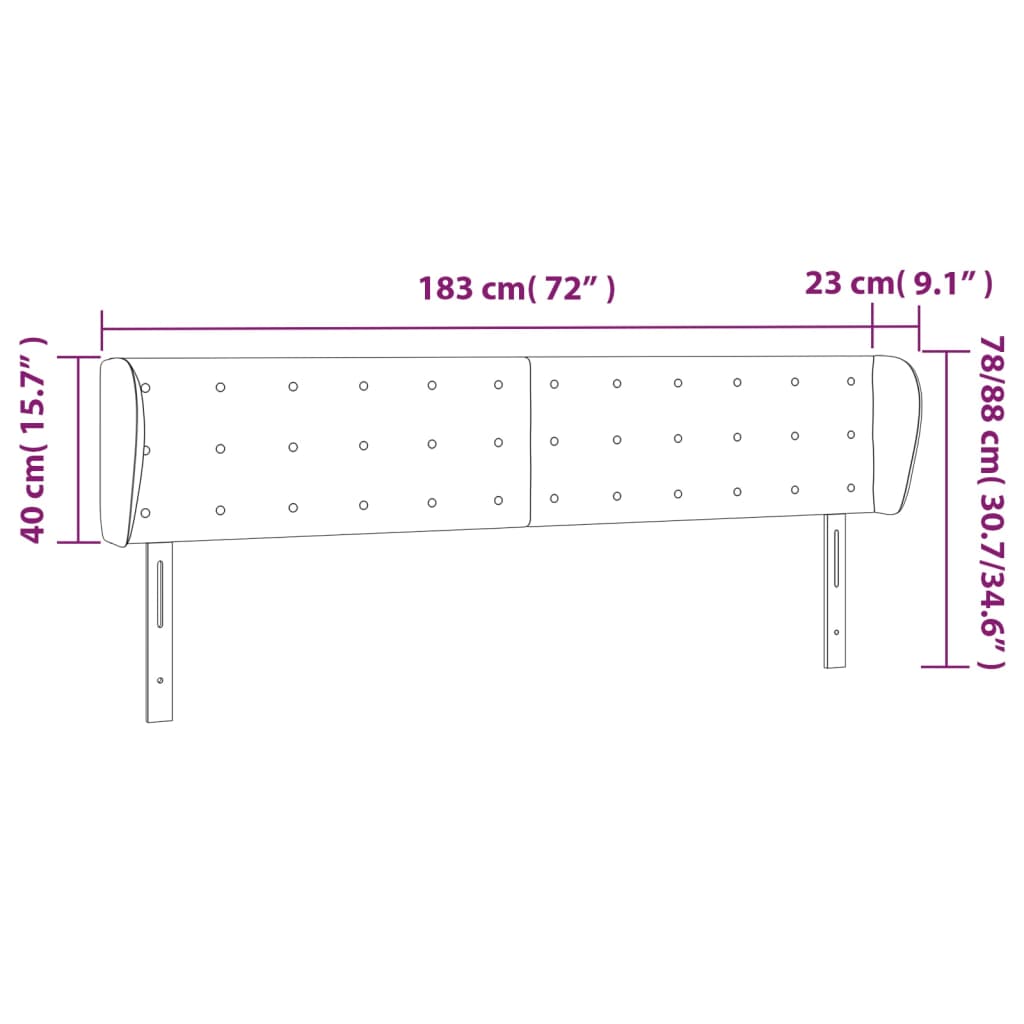 Kopfteil mit Ohren Creme 183x23x78/88 cm Kunstleder