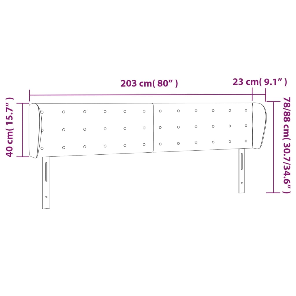 Kopfteil mit Ohren Creme 203x23x78/88 cm Kunstleder