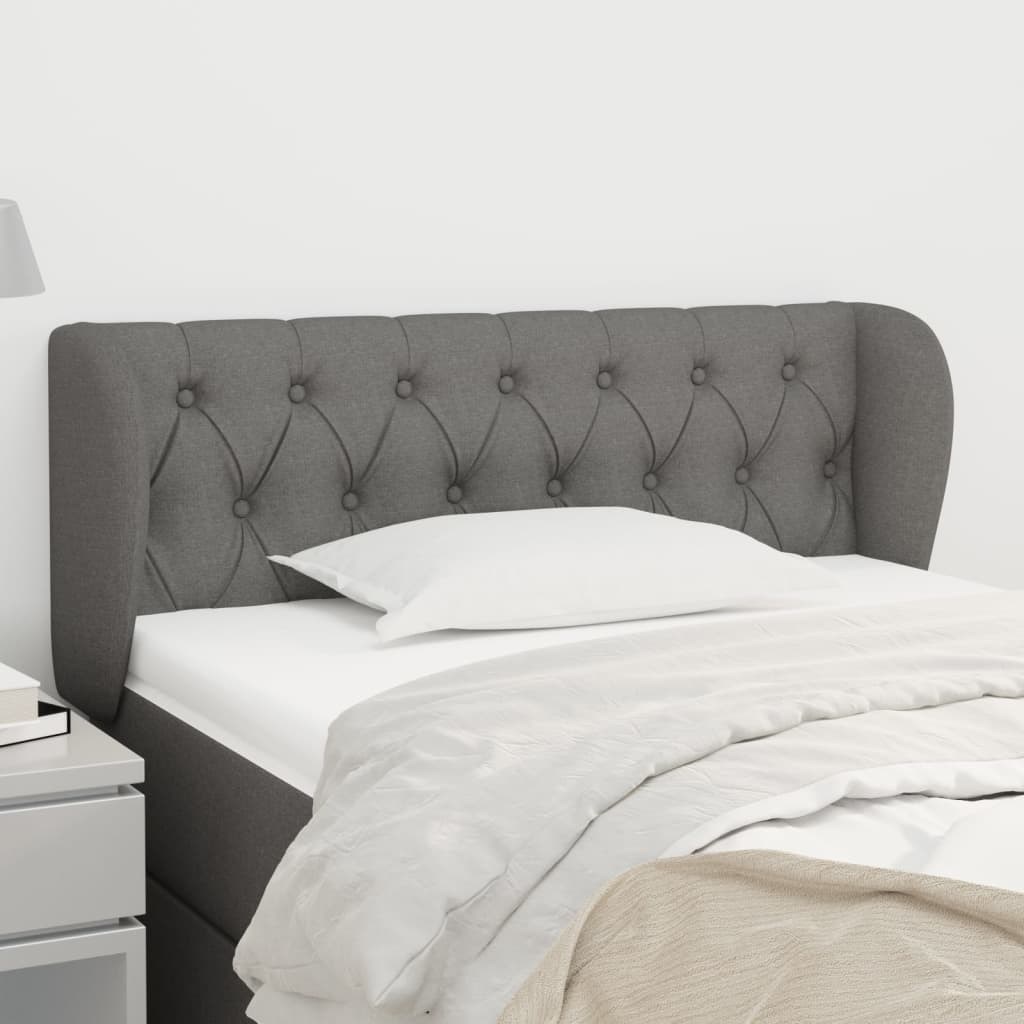 Kopfteil mit Ohren Dunkelgrau 93x23x78/88 cm Stoff