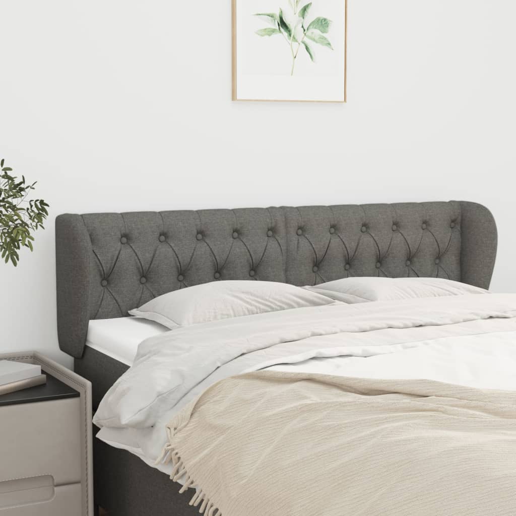 Kopfteil mit Ohren Dunkelgrau 163x23x78/88 cm Stoff