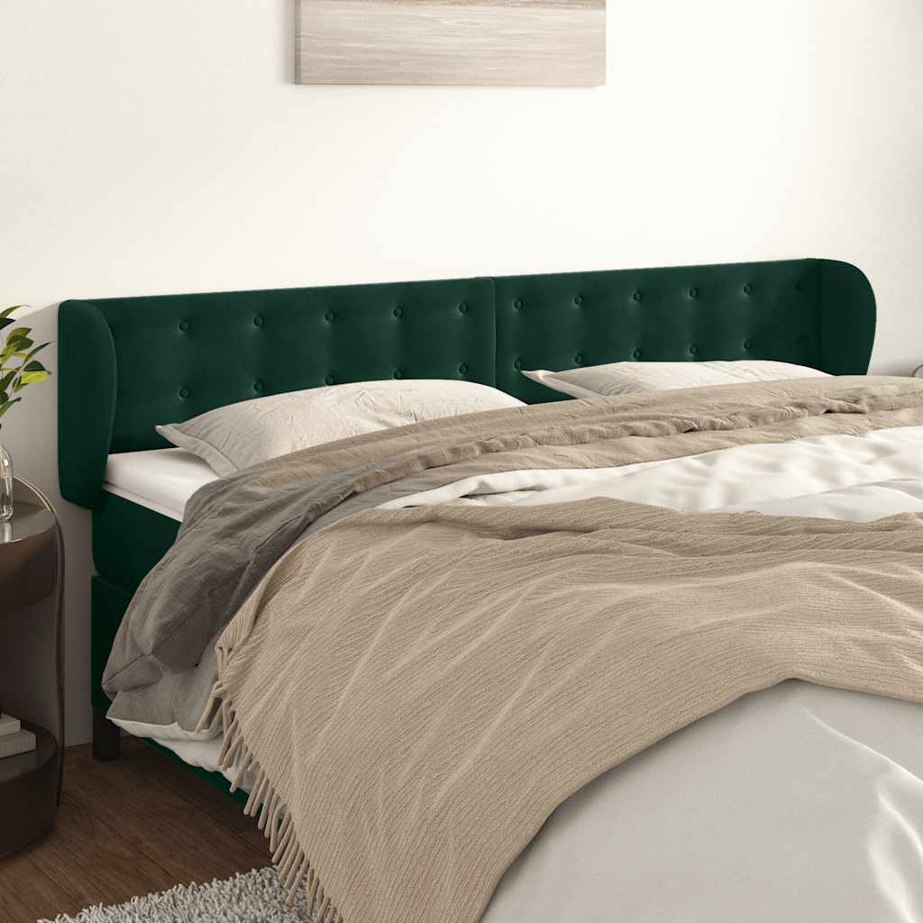 Kopfteil mit Ohren Dunkelgrün 163x23x78/88 cm Samt