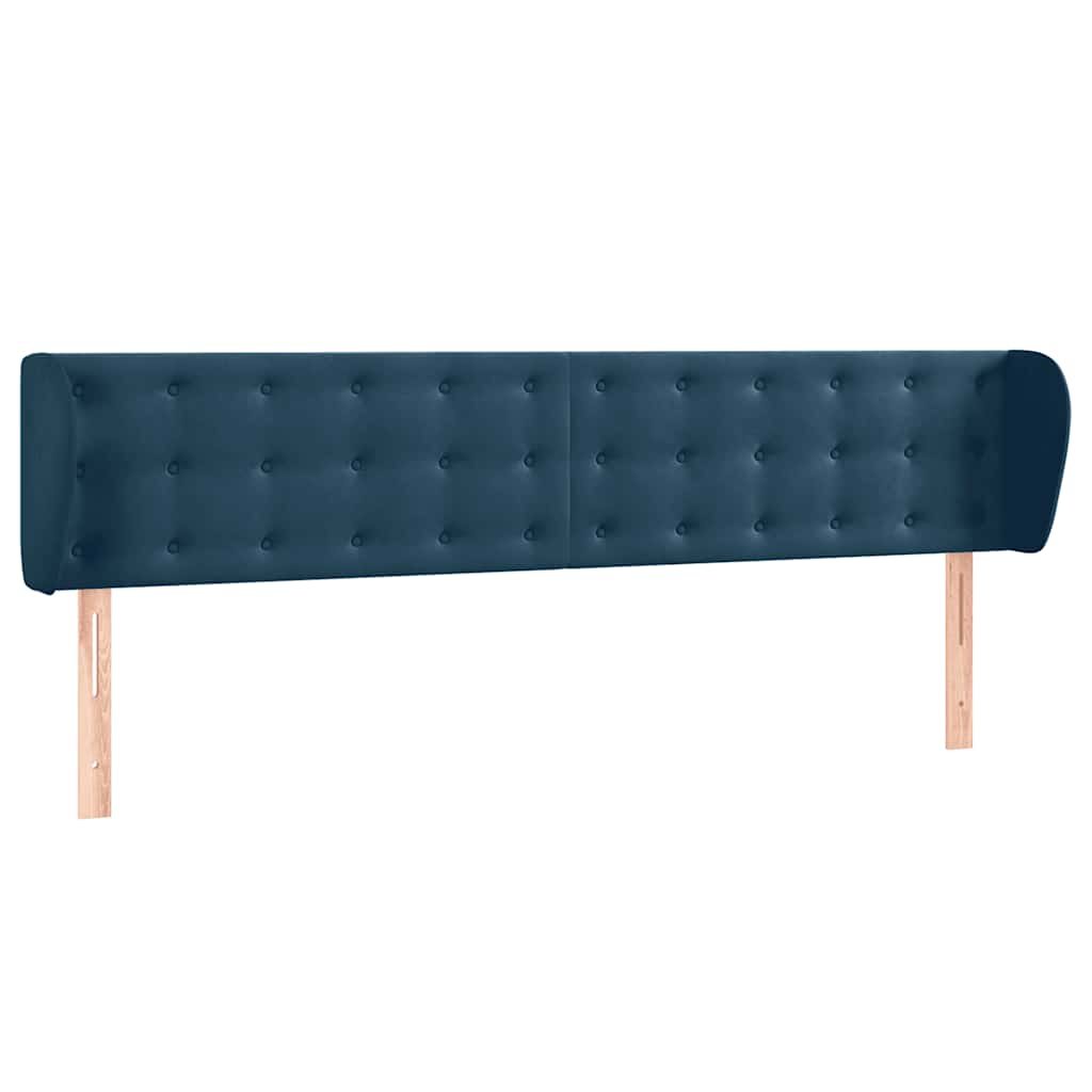 Kopfteil mit Ohren Dunkelblau 163x23x78/88 cm Samt