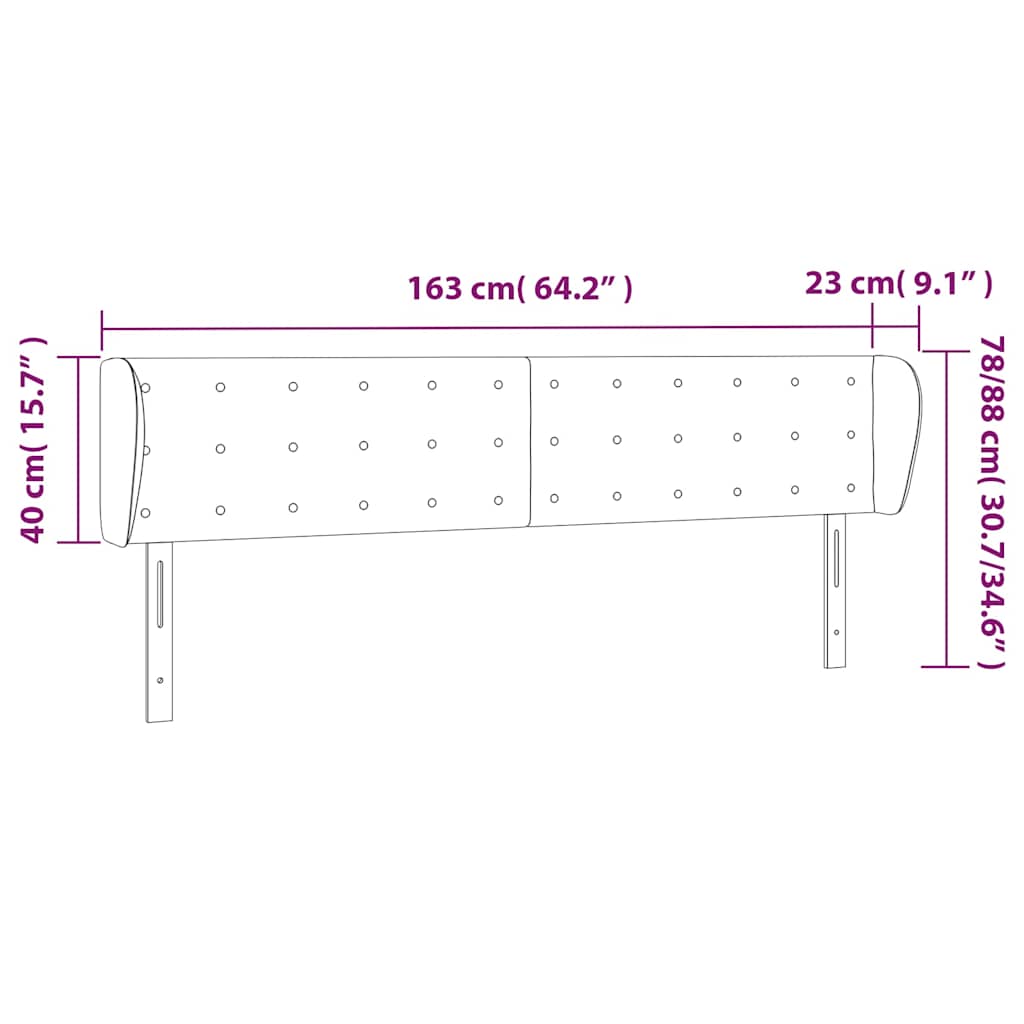 Kopfteil mit Ohren Dunkelblau 163x23x78/88 cm Samt