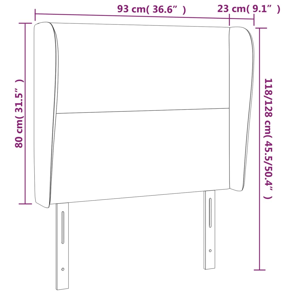 Kopfteil mit Ohren Creme 93x23x118/128 cm Kunstleder