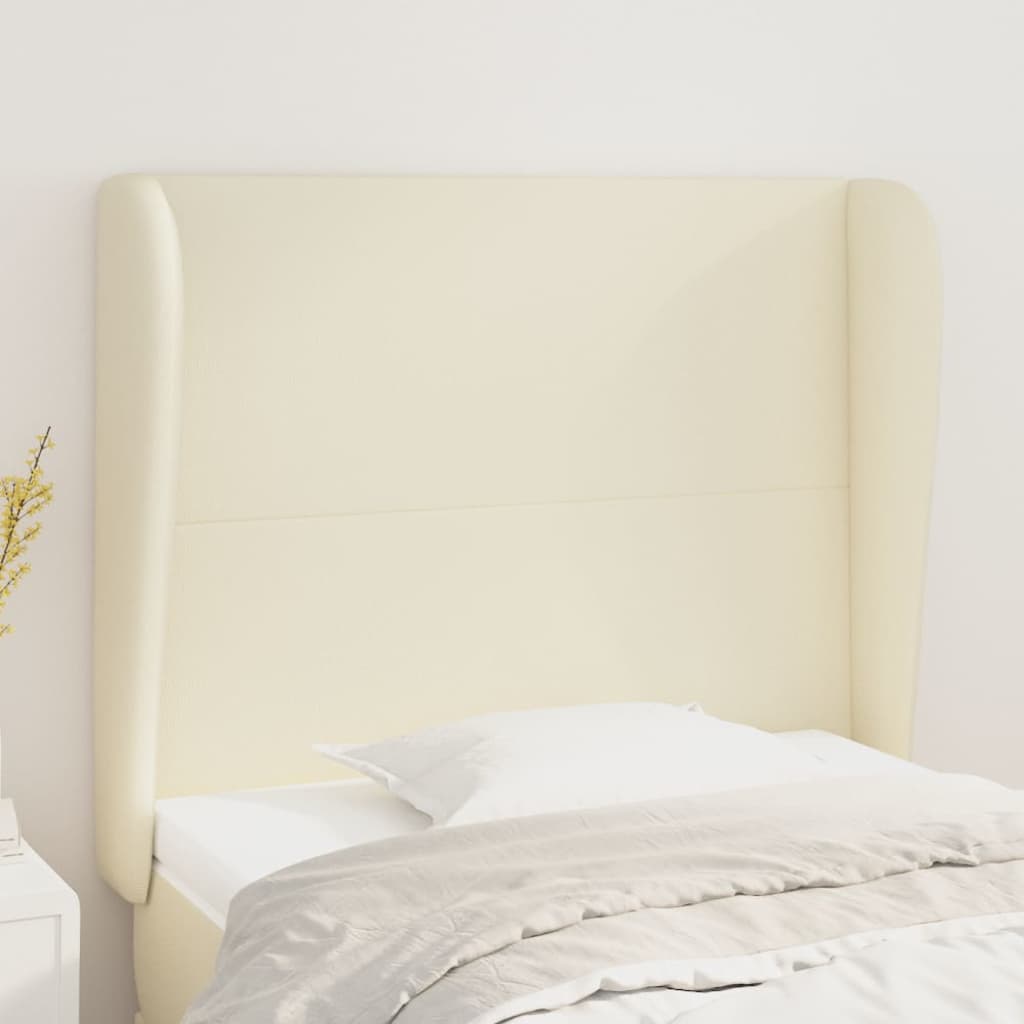 Kopfteil mit Ohren Creme 93x23x118/128 cm Kunstleder