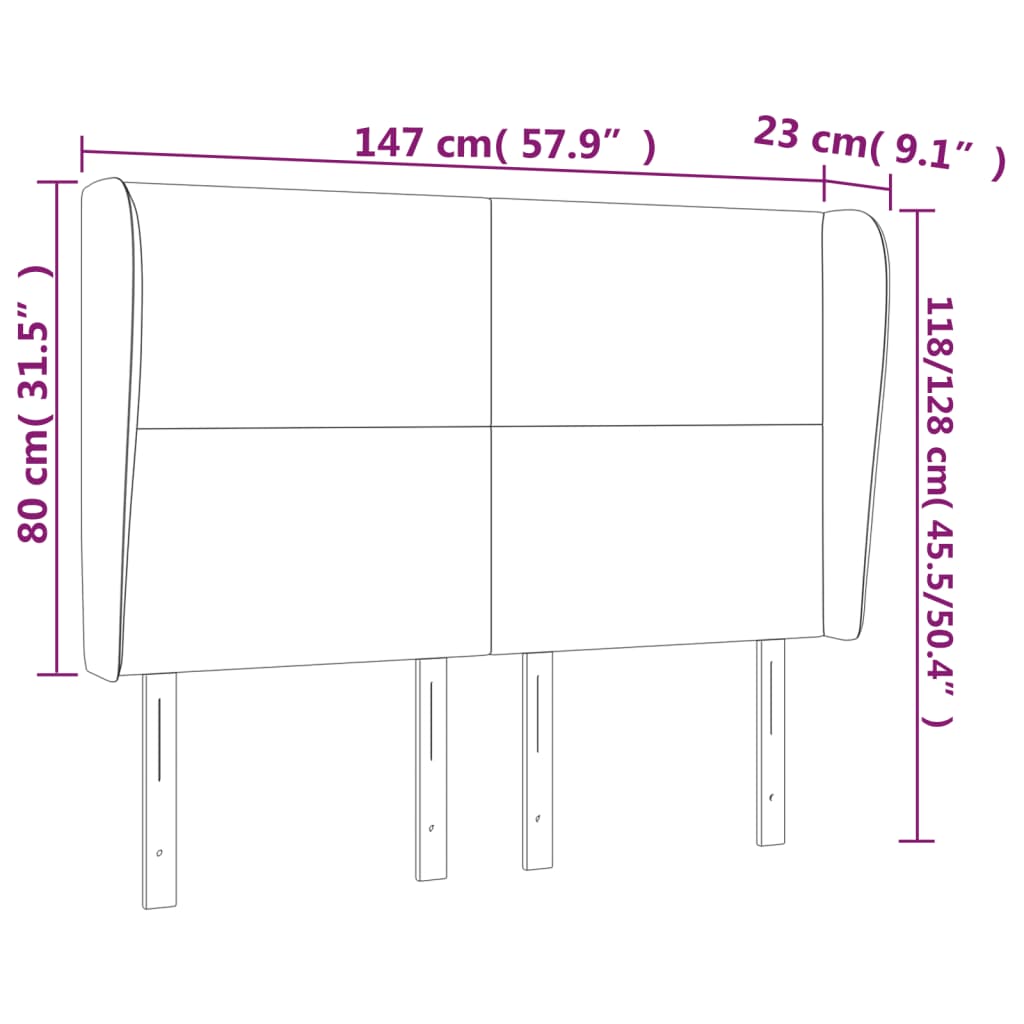 Kopfteil mit Ohren Creme 147x23x118/128 cm Kunstleder