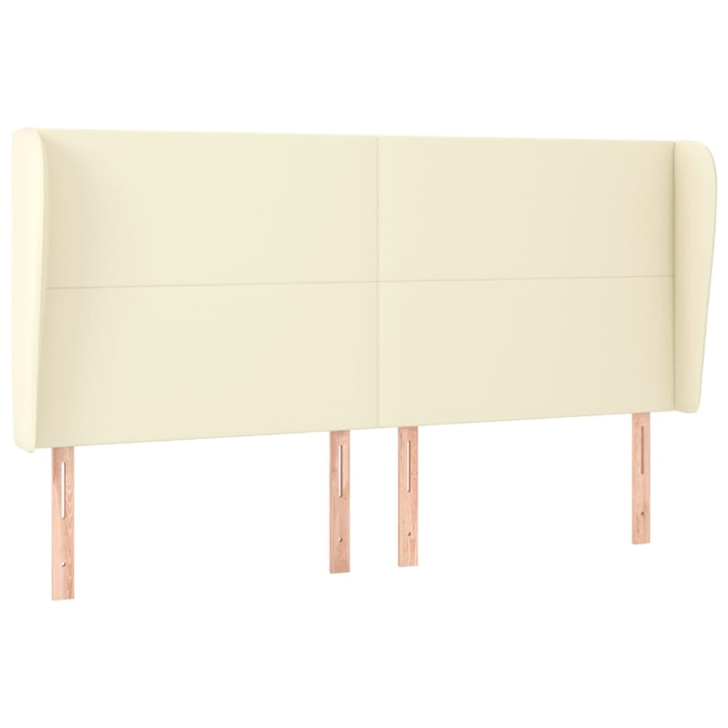 Kopfteil mit Ohren Creme 163x23x118/128 cm Kunstleder