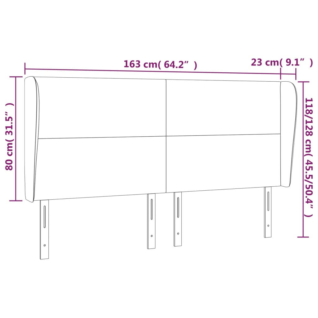 Kopfteil mit Ohren Creme 163x23x118/128 cm Kunstleder