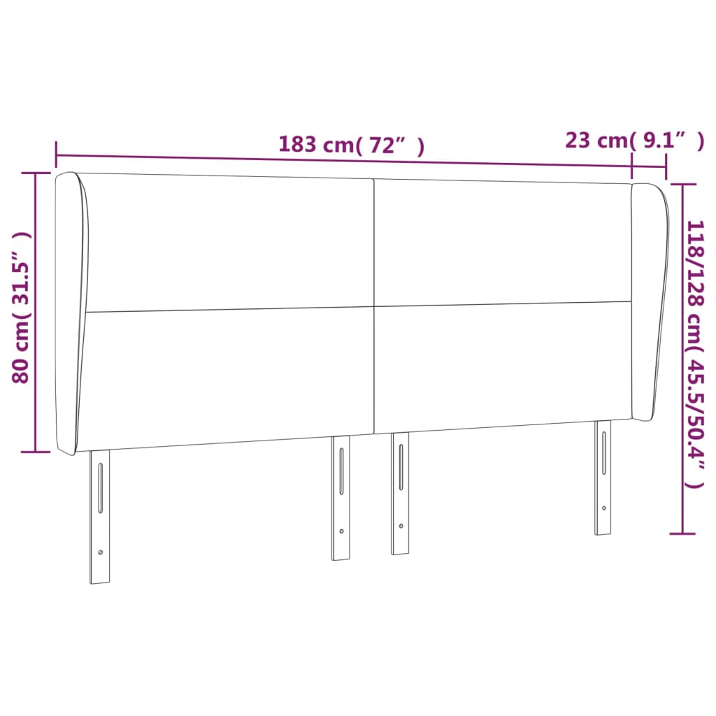 Kopfteil mit Ohren Creme 183x23x118/128 cm Kunstleder