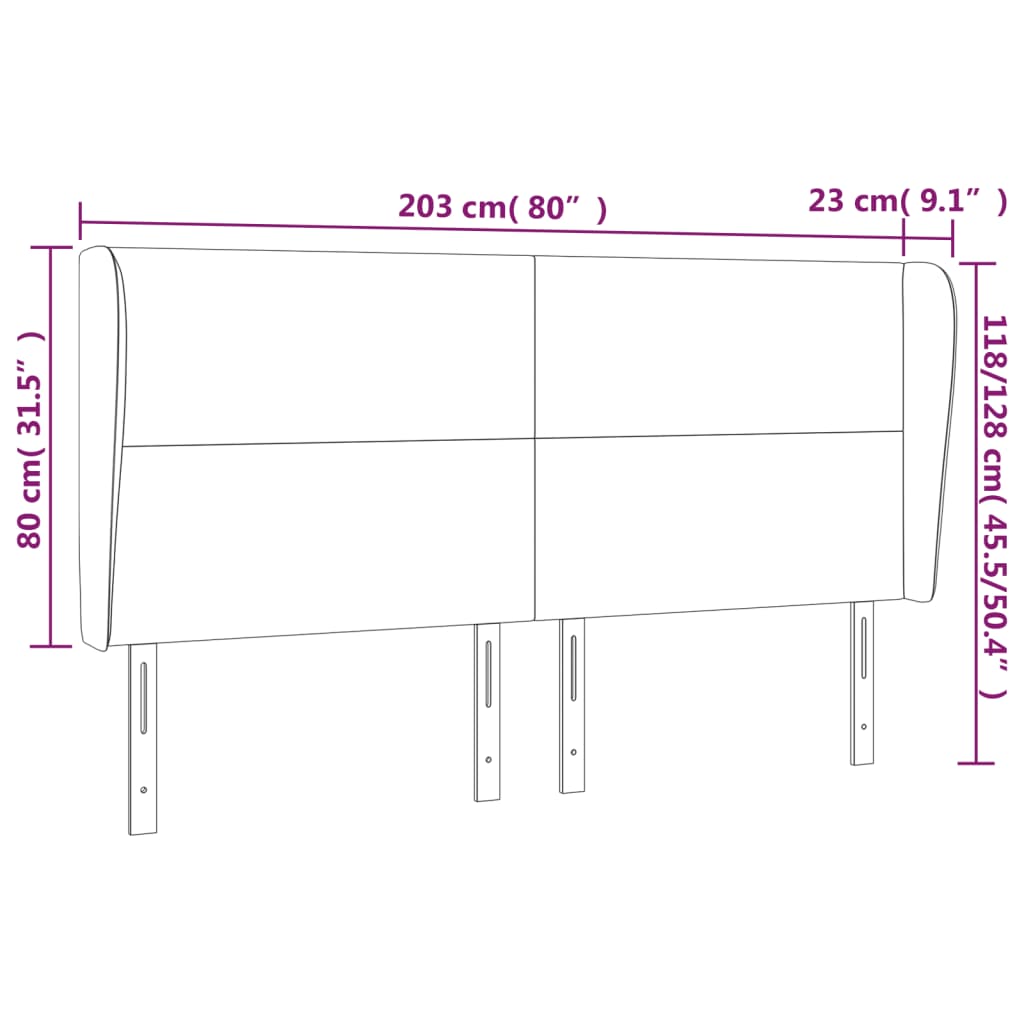 Kopfteil mit Ohren Creme 203x23x118/128 cm Kunstleder