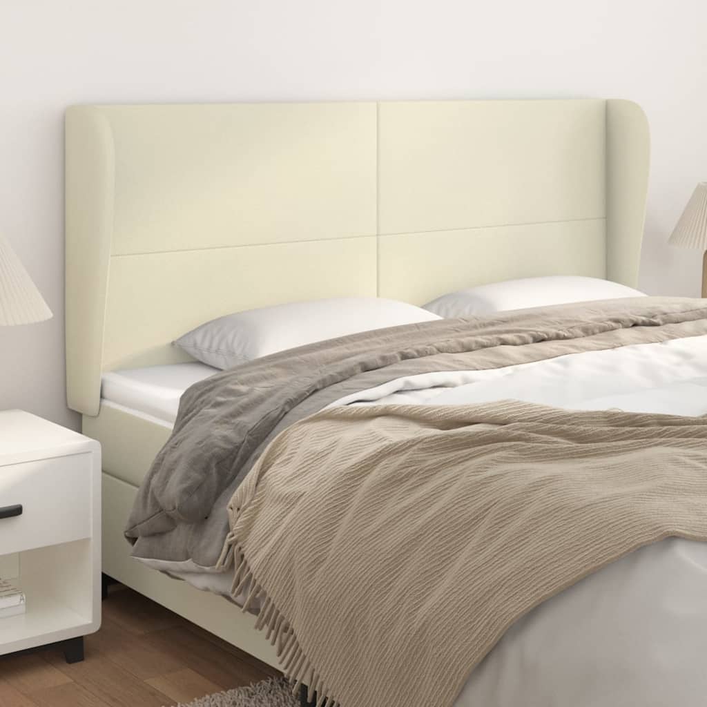Kopfteil mit Ohren Creme 203x23x118/128 cm Kunstleder