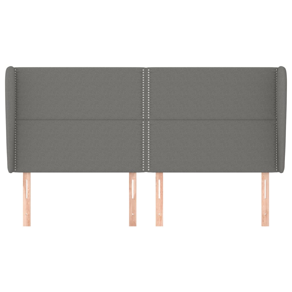Kopfteil mit Ohren Dunkelgrau 203x23x118/128 cm Stoff