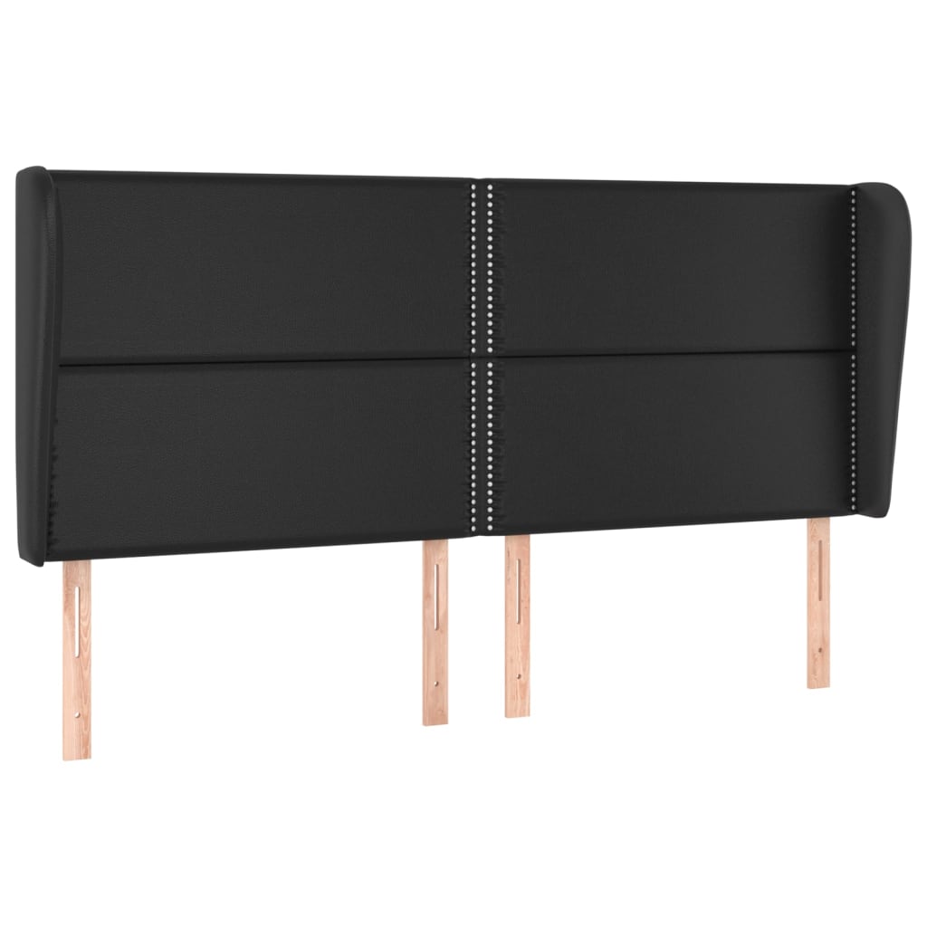 Kopfteil mit Ohren Schwarz 183x23x118/128 cm Kunstleder