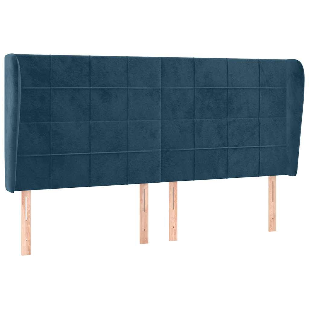 Kopfteil mit Ohren Dunkelblau 183x23x118/128 cm Samt