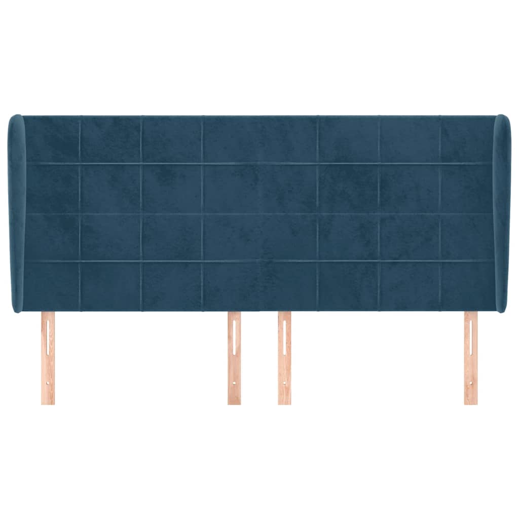 Kopfteil mit Ohren Dunkelblau 183x23x118/128 cm Samt