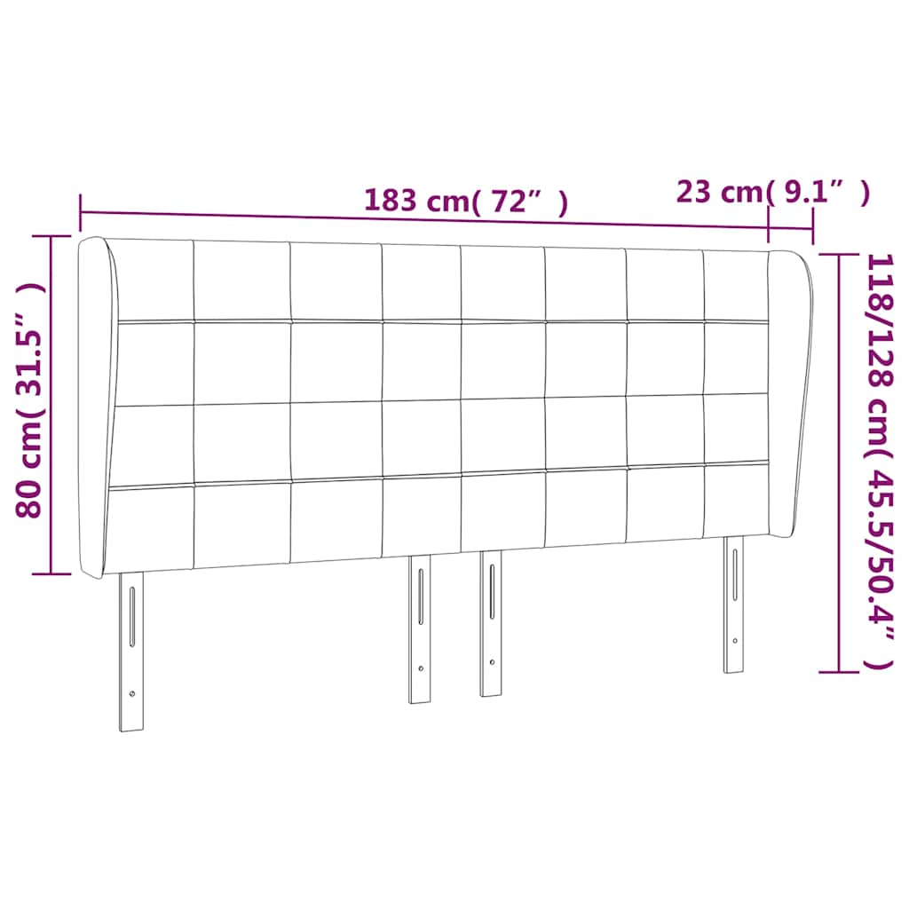 Kopfteil mit Ohren Dunkelblau 183x23x118/128 cm Samt
