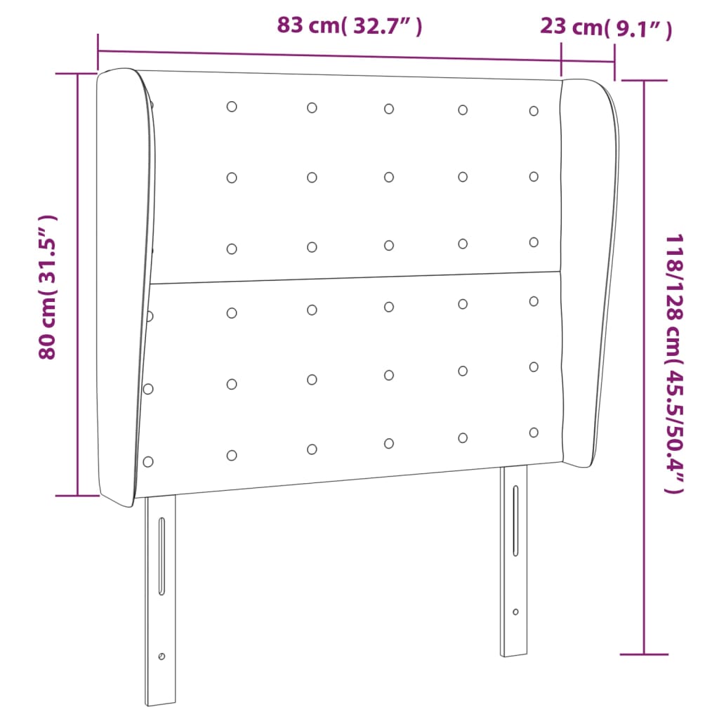 Kopfteil mit Ohren Creme 83x23x118/128 cm Kunstleder