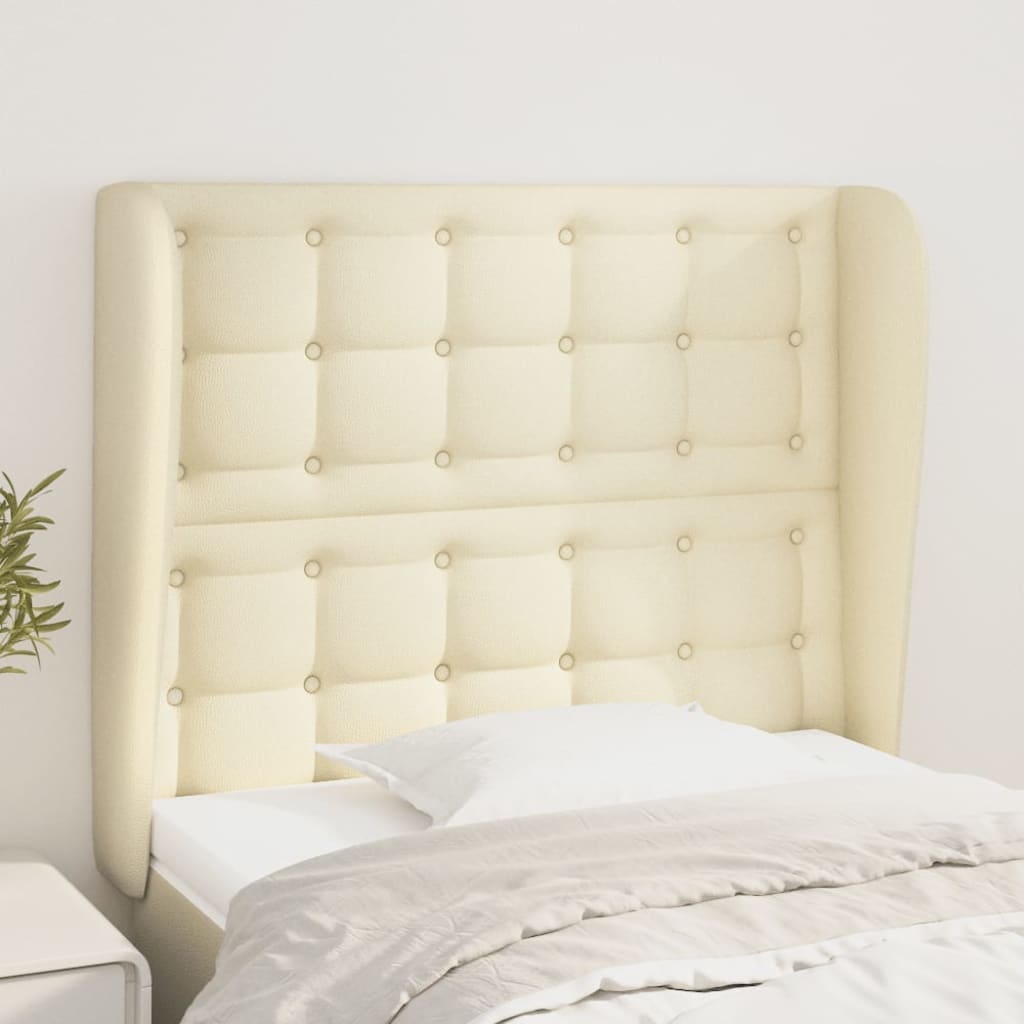Kopfteil mit Ohren Creme 83x23x118/128 cm Kunstleder