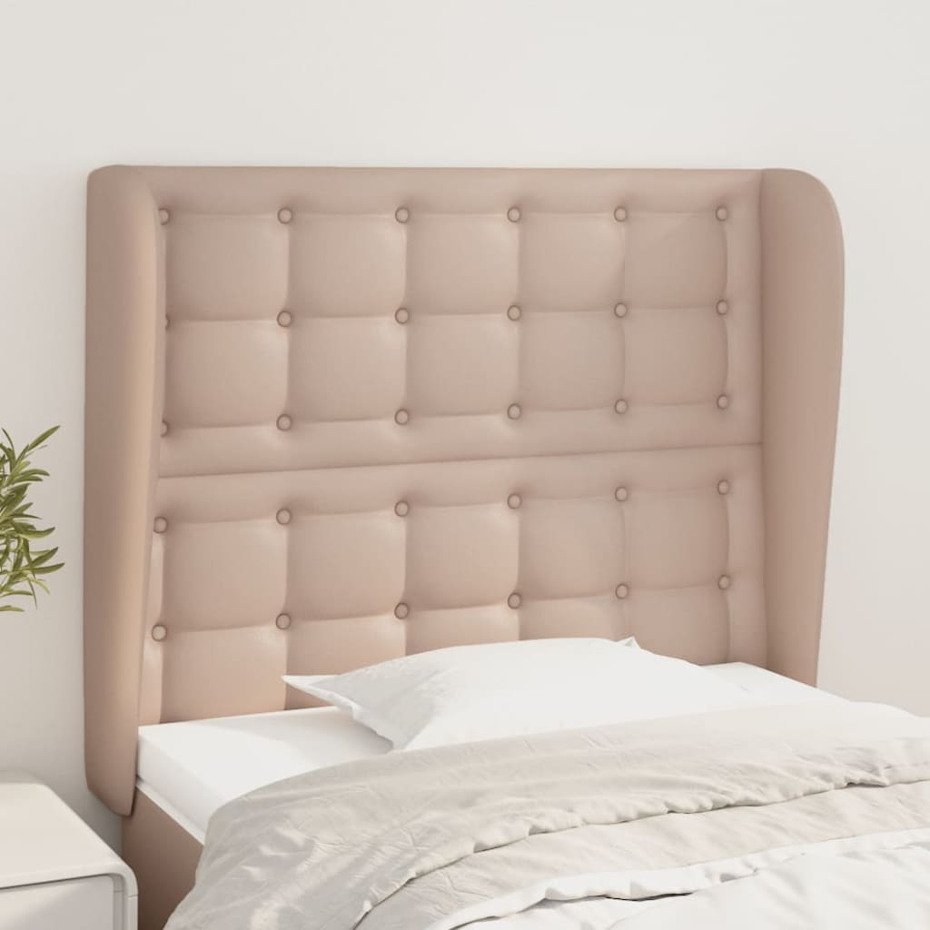 Kopfteil mit Ohren Cappuccino-Braun 83x23x118/128 cm Kunstleder