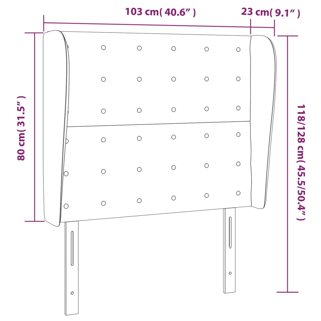 Kopfteil mit Ohren Creme 103x23x118/128 cm Kunstleder