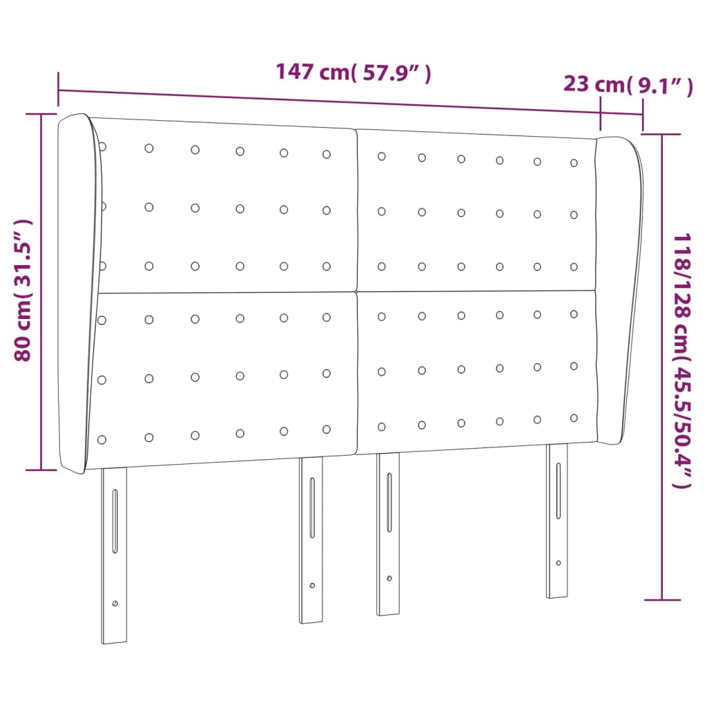 Kopfteil mit Ohren Creme 147x23x118/128 cm Kunstleder