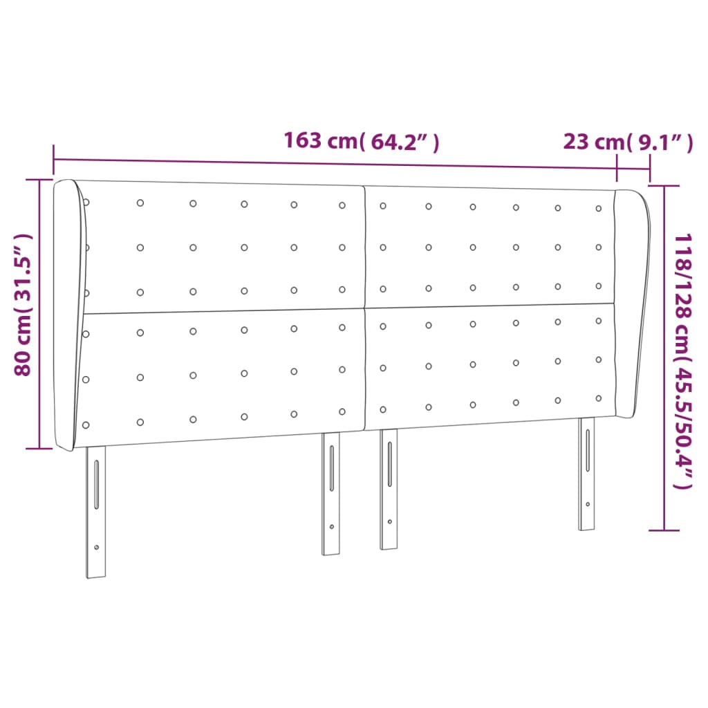 Kopfteil mit Ohren Cappuccino-Braun 163x23x118/128cm Kunstleder
