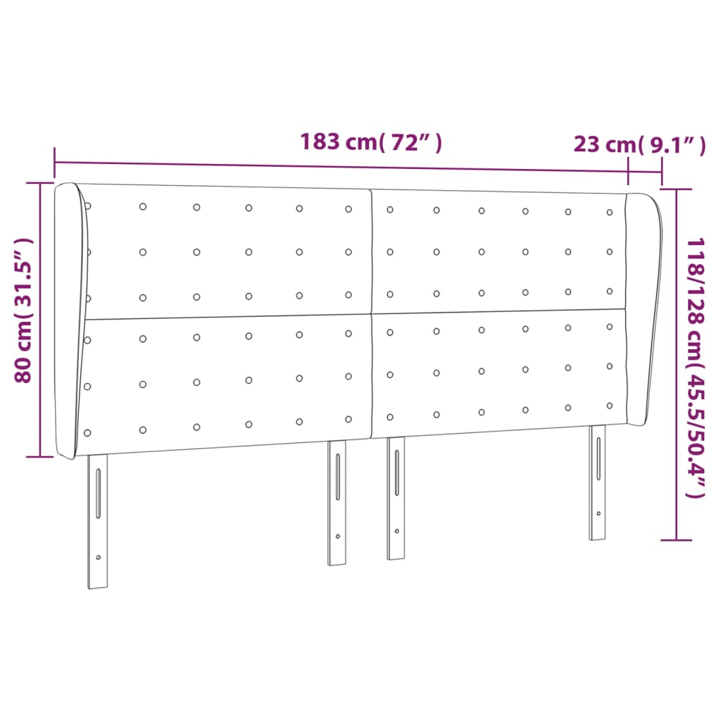 Kopfteil mit Ohren Creme 183x23x118/128 cm Kunstleder