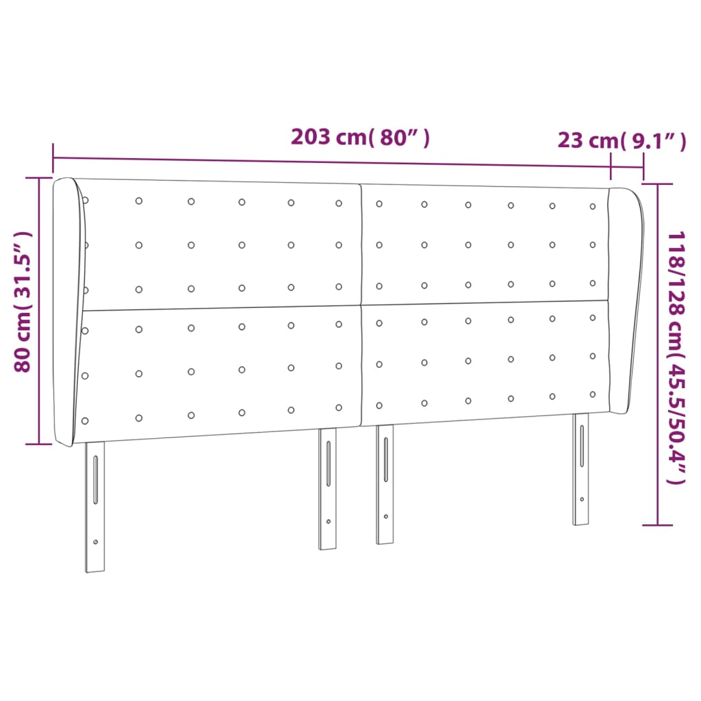 Kopfteil mit Ohren Creme 203x23x118/128 cm Kunstleder