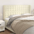 Kopfteil mit Ohren Creme 203x23x118/128 cm Kunstleder