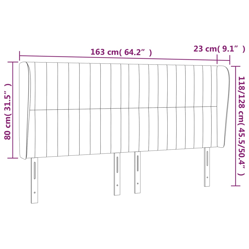 Kopfteil mit Ohren Dunkelgrau 163x23x118/128 cm Stoff