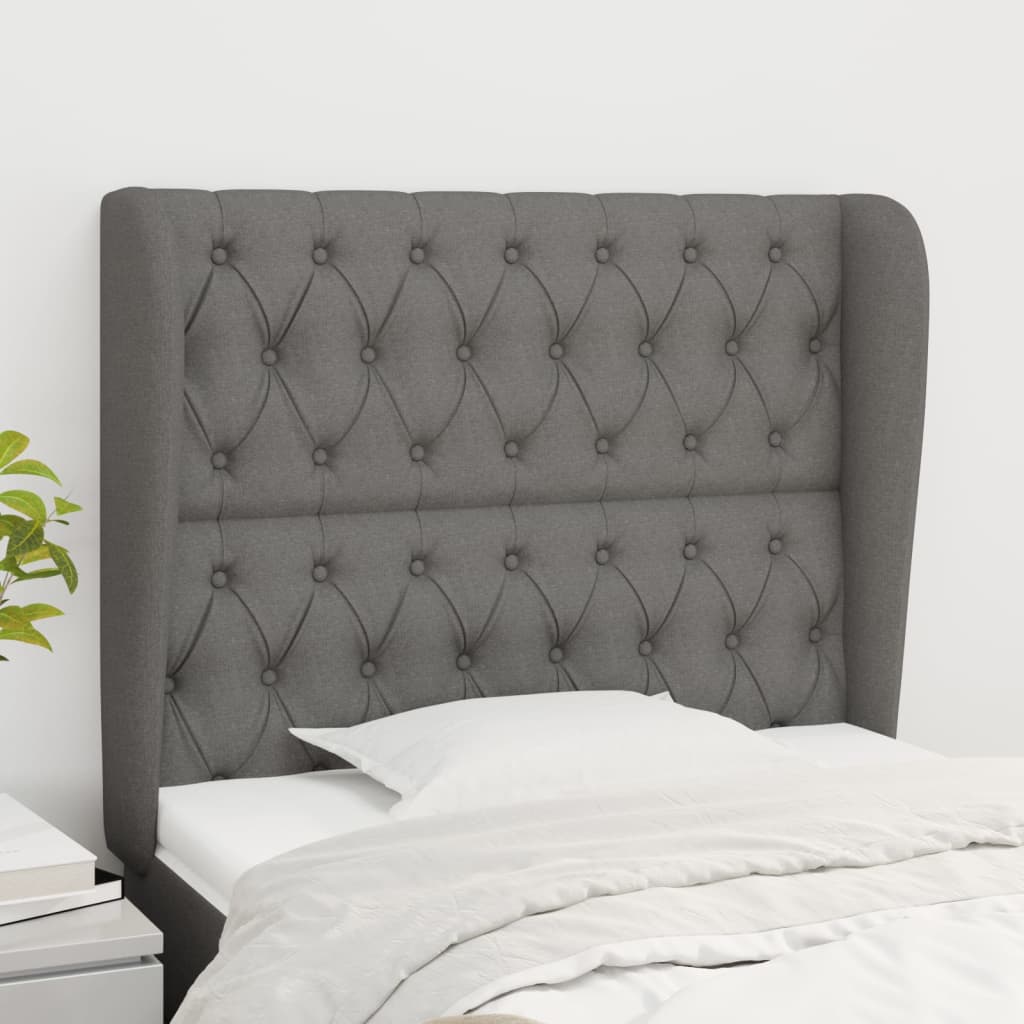Kopfteil mit Ohren Dunkelgrau 103x23x118/128 cm Stoff