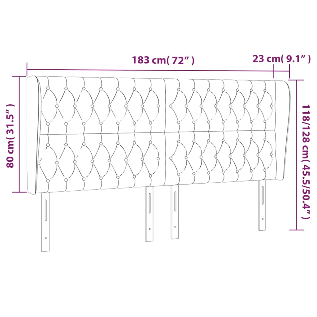 Kopfteil mit Ohren Dunkelgrau 183x23x118/128 cm Stoff
