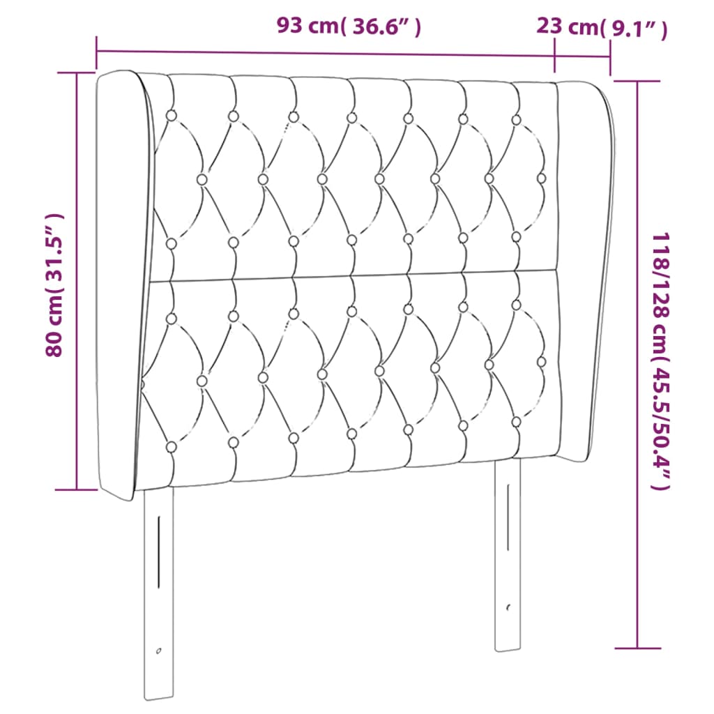 Kopfteil mit Ohren Rosa 93x23x118/128 cm Samt
