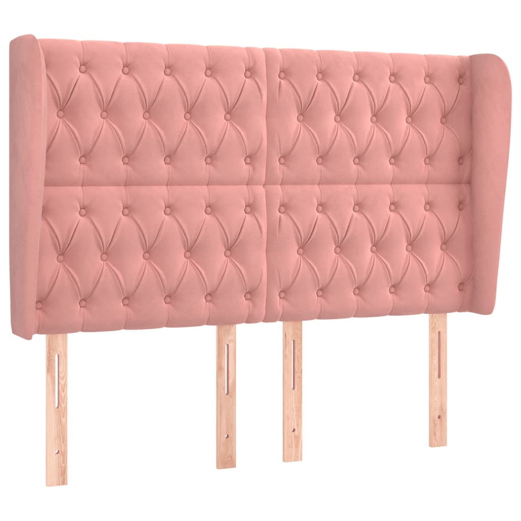 Kopfteil mit Ohren Rosa 147x23x118/128 cm Samt