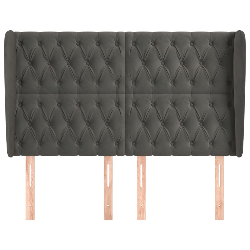 Kopfteil mit Ohren Dunkelgrau 163x23x118/128 cm Samt