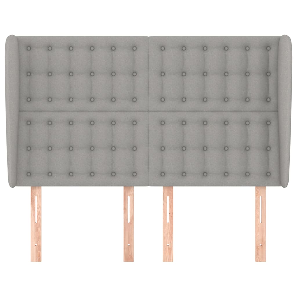 Kopfteil mit Ohren Hellgrau 147x23x118/128 cm Stoff